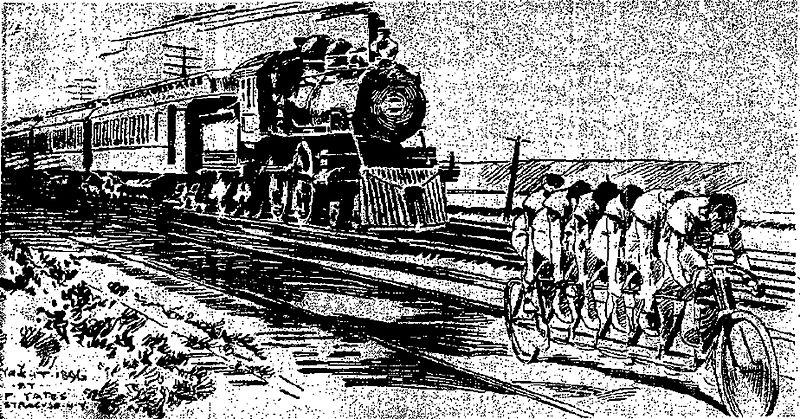 Sextuple-Tandem-Wettkampf gegen Empire State Express 1896
